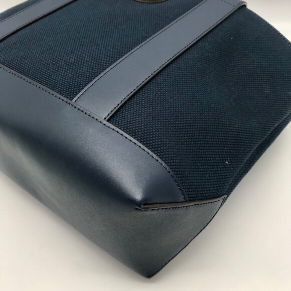 Michael Kors Navy Fulton Textured Canvas and Leather Trim Medium Tote - Picture 7 of 11
